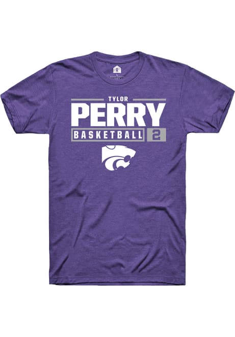 Tylor Perry Purple K-State Wildcats NIL Stacked Box Short Sleeve T Shirt