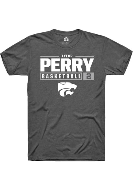 Tylor Perry Grey K-State Wildcats NIL Stacked Box Short Sleeve T Shirt