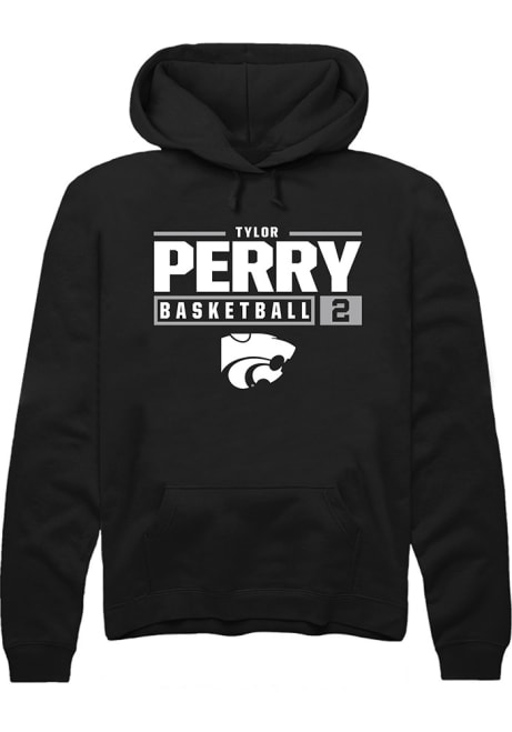 Tylor Perry Rally Mens Black K-State Wildcats NIL Stacked Box Hooded Sweatshirt