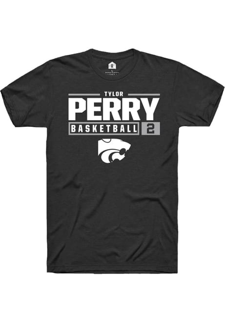 Tylor Perry Black K-State Wildcats NIL Stacked Box Short Sleeve T Shirt