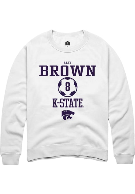 Ally Brown Rally Mens White K-State Wildcats NIL Sport Icon Crew Sweatshirt