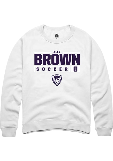 Ally Brown Rally Mens White K-State Wildcats NIL Stacked Box Crew Sweatshirt