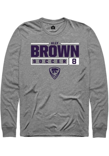 Ally Brown Rally Mens Graphite K-State Wildcats NIL Stacked Box Tee