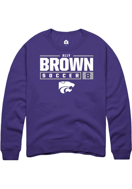 Ally Brown Rally Mens Purple K-State Wildcats NIL Stacked Box Crew Sweatshirt
