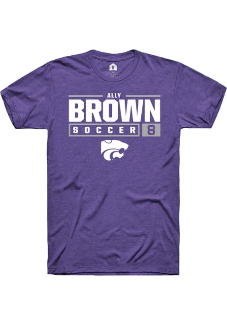Ally Brown Purple K-State Wildcats NIL Stacked Box Short Sleeve T Shirt