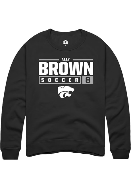 Ally Brown Rally Mens Black K-State Wildcats NIL Stacked Box Crew Sweatshirt