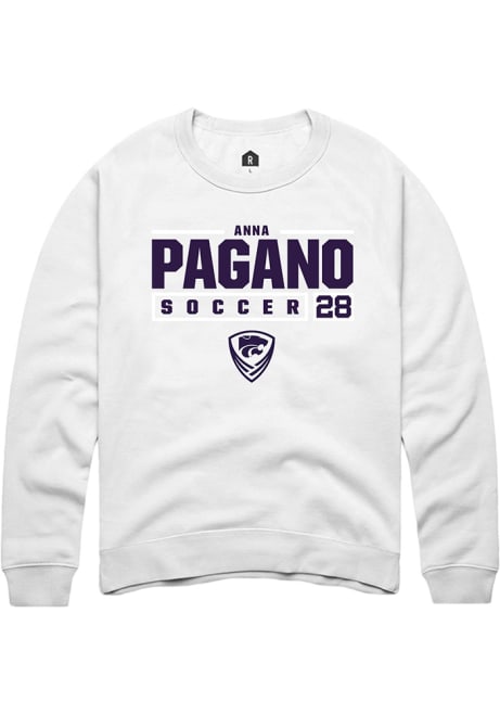 Anna Pagano Rally Mens White K-State Wildcats NIL Stacked Box Crew Sweatshirt