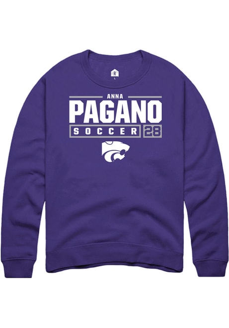Anna Pagano Rally Mens Purple K-State Wildcats NIL Stacked Box Crew Sweatshirt