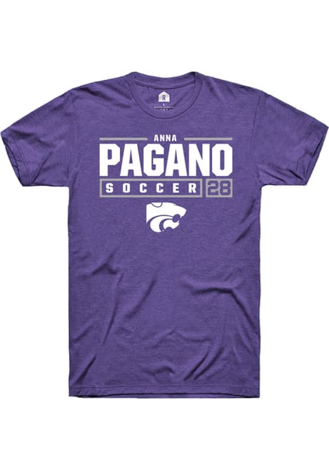 Anna Pagano Purple K-State Wildcats NIL Stacked Box Short Sleeve T Shirt