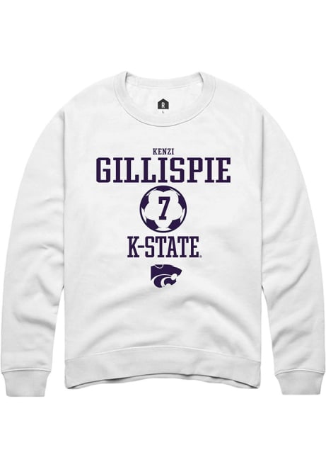 Kenzi Gillispie Rally Mens White K-State Wildcats NIL Sport Icon Crew Sweatshirt