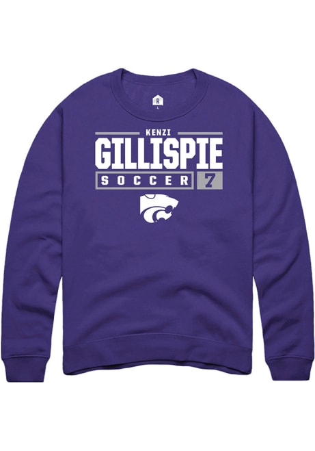 Kenzi Gillispie Rally Mens Purple K-State Wildcats NIL Stacked Box Crew Sweatshirt
