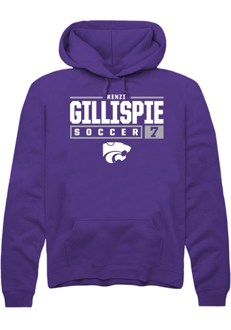 Kenzi Gillispie Rally Mens Purple K-State Wildcats NIL Stacked Box Hooded Sweatshirt