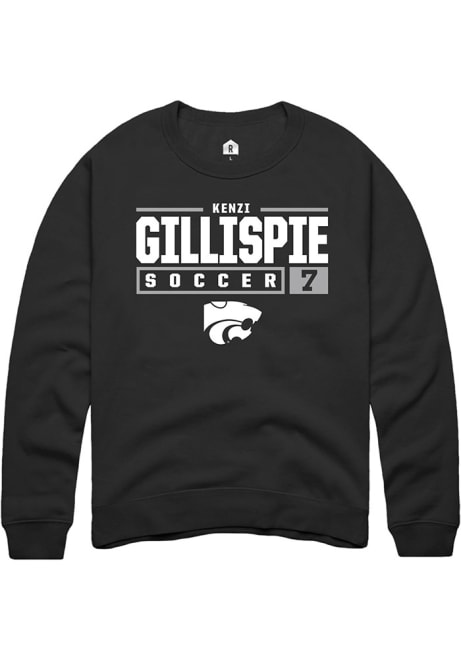 Kenzi Gillispie Rally Mens Black K-State Wildcats NIL Stacked Box Crew Sweatshirt