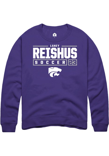 Laney Reishus Rally Mens Purple K-State Wildcats NIL Stacked Box Crew Sweatshirt