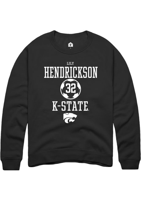 Lily Hendrickson Rally Mens Black K-State Wildcats NIL Sport Icon Crew Sweatshirt