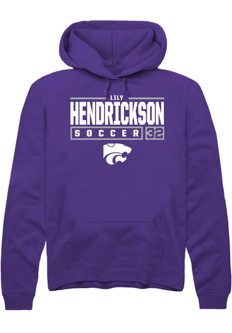 Lily Hendrickson Rally Mens Purple K-State Wildcats NIL Stacked Box Hooded Sweatshirt