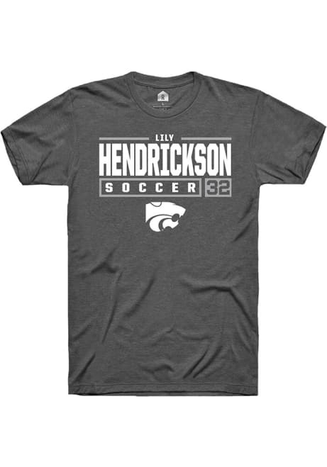 Lily Hendrickson Dark Grey K-State Wildcats NIL Stacked Box Short Sleeve T Shirt