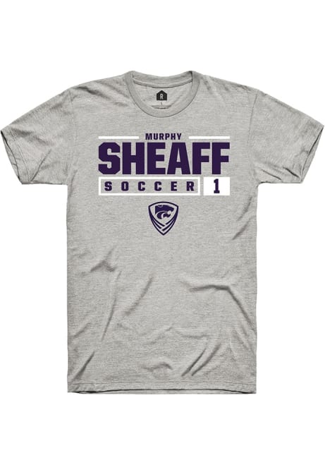 Murphy Sheaff Ash K-State Wildcats NIL Stacked Box Short Sleeve T Shirt