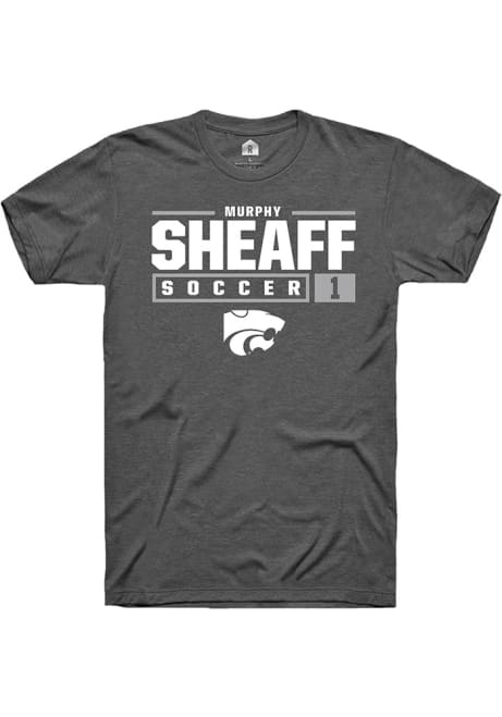 Murphy Sheaff Dark Grey K-State Wildcats NIL Stacked Box Short Sleeve T Shirt