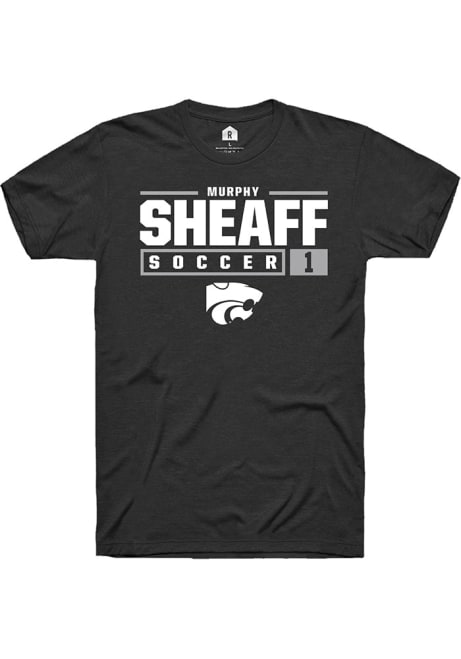 Murphy Sheaff Black K-State Wildcats NIL Stacked Box Short Sleeve T Shirt