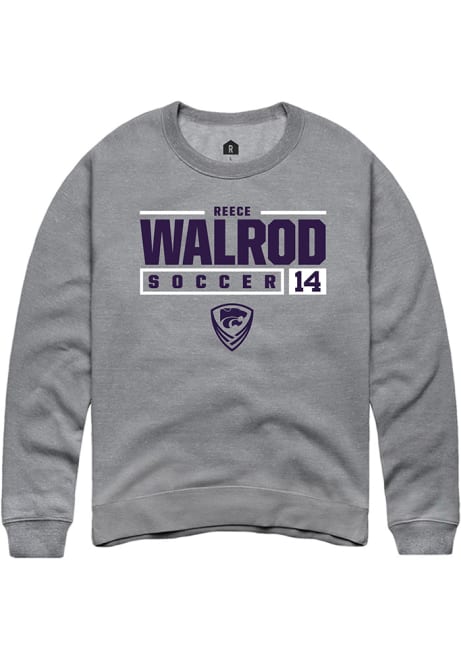 Reece Walrod Rally Mens Graphite K-State Wildcats NIL Stacked Box Crew Sweatshirt