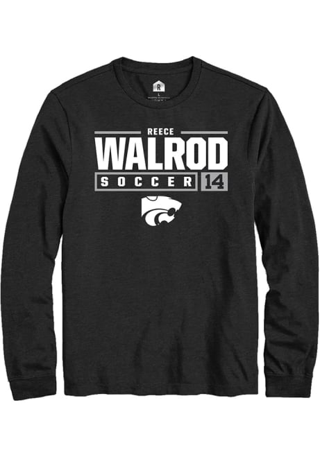 Reece Walrod Rally Mens Black K-State Wildcats NIL Stacked Box Tee