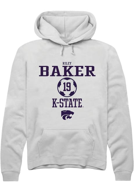 Riley Baker Rally Mens White K-State Wildcats NIL Sport Icon Hooded Sweatshirt