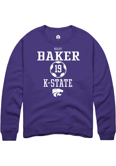 Riley Baker Rally Mens Purple K-State Wildcats NIL Sport Icon Crew Sweatshirt