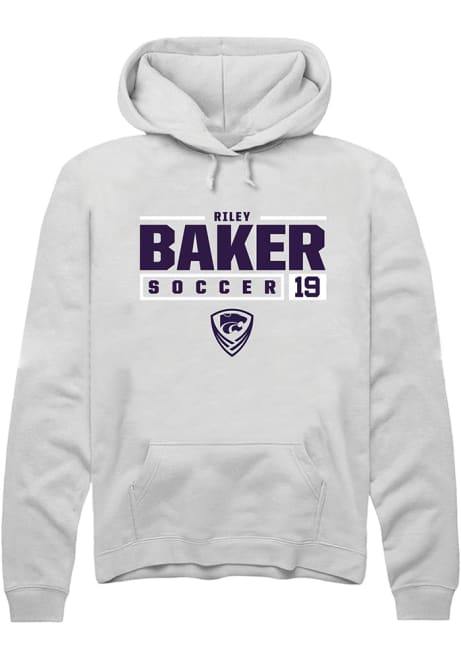 Riley Baker Rally Mens White K-State Wildcats NIL Stacked Box Hooded Sweatshirt