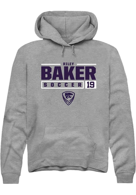 Riley Baker Rally Mens Graphite K-State Wildcats NIL Stacked Box Hooded Sweatshirt