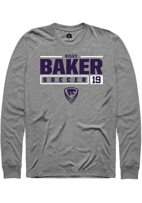 Riley Baker Rally Mens Graphite K-State Wildcats NIL Stacked Box Tee