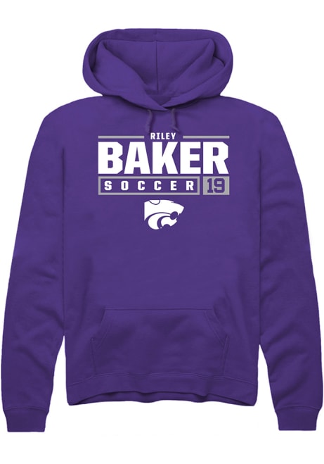 Riley Baker Rally Mens Purple K-State Wildcats NIL Stacked Box Hooded Sweatshirt