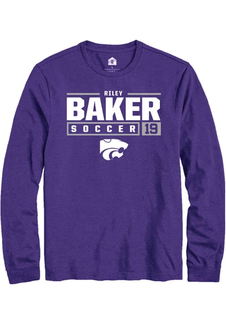 Riley Baker Rally Mens Purple K-State Wildcats NIL Stacked Box Tee