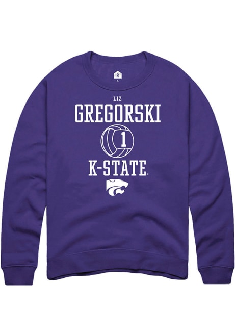 Elizabeth Gregorski Rally Mens Purple K-State Wildcats NIL Sport Icon Crew Sweatshirt