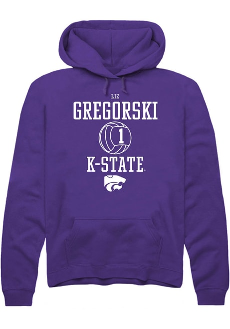 Elizabeth Gregorski Rally Mens Purple K-State Wildcats NIL Sport Icon Hooded Sweatshirt