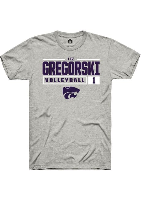 Elizabeth Gregorski Ash K-State Wildcats NIL Stacked Box Short Sleeve T Shirt