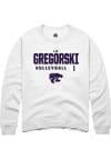 Main image for Elizabeth Gregorski  Rally K-State Wildcats Mens White NIL Stacked Box Long Sleeve Crew Sweatshi..