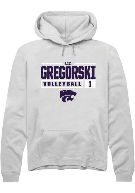 Elizabeth Gregorski Rally Mens White K-State Wildcats NIL Stacked Box Hooded Sweatshirt