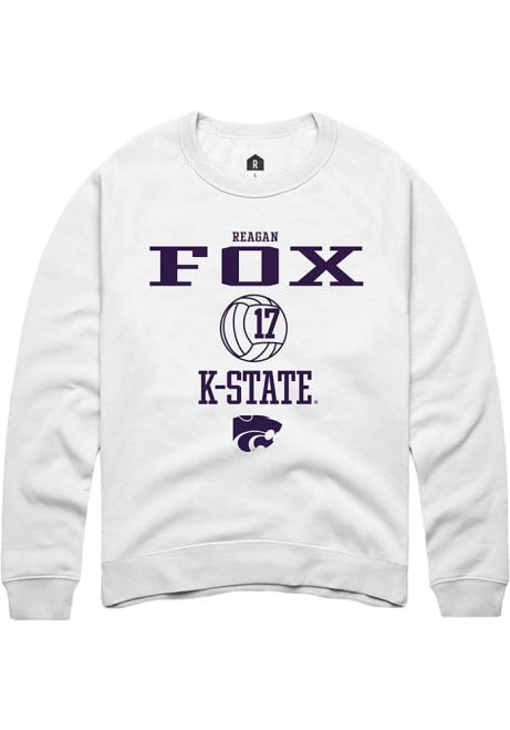 Reagan Fox Rally Mens White K-State Wildcats NIL Sport Icon Crew Sweatshirt