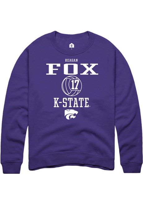 Reagan Fox Rally Mens Purple K-State Wildcats NIL Sport Icon Crew Sweatshirt