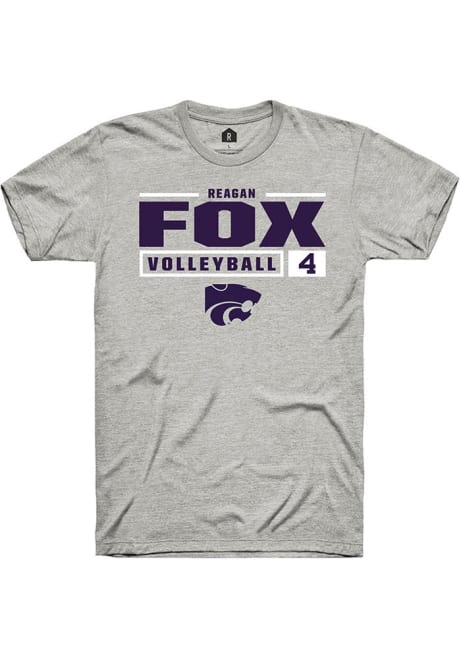 Reagan Fox Ash K-State Wildcats NIL Stacked Box Short Sleeve T Shirt