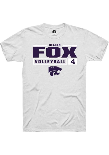 Reagan Fox White K-State Wildcats NIL Stacked Box Short Sleeve T Shirt