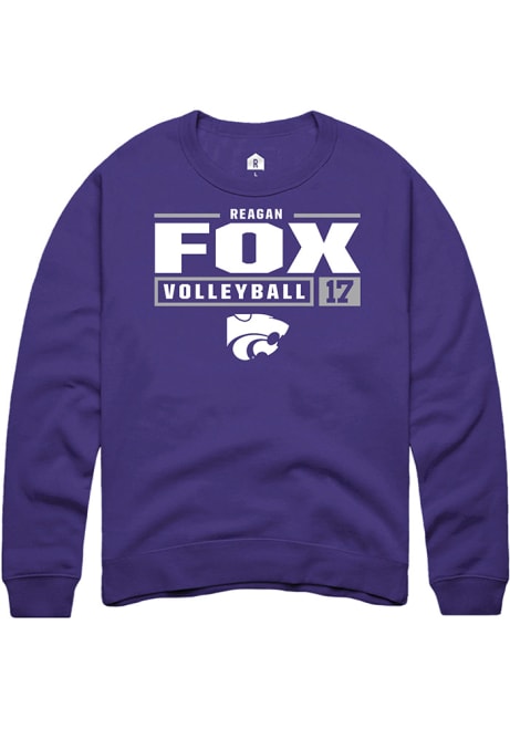 Reagan Fox Rally Mens Purple K-State Wildcats NIL Stacked Box Crew Sweatshirt