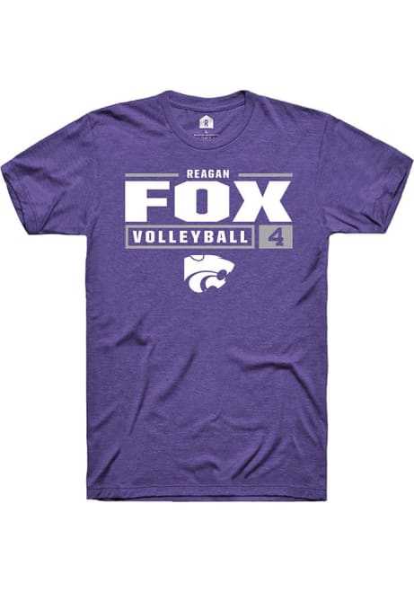 Reagan Fox Purple K-State Wildcats NIL Stacked Box Short Sleeve T Shirt