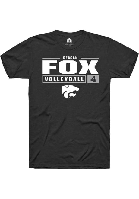 Reagan Fox Black K-State Wildcats NIL Stacked Box Short Sleeve T Shirt