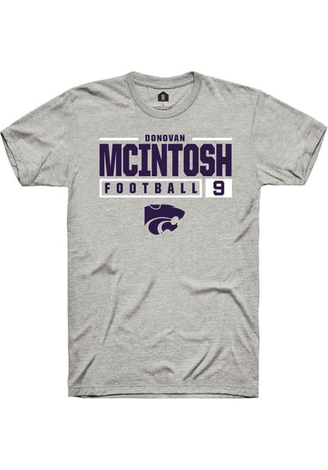 K-State Wildcats Grey Rally NIL Stacked Box Short Sleeve T Shirt