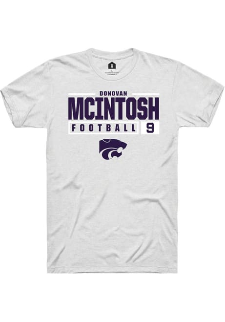 Donovan McIntosh White K-State Wildcats NIL Stacked Box Short Sleeve T Shirt