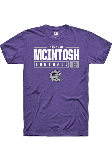 Donovan McIntosh Purple K-State Wildcats NIL Stacked Box Short Sleeve T Shirt