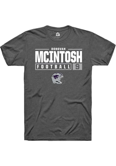 Donovan McIntosh Grey K-State Wildcats NIL Stacked Box Short Sleeve T Shirt