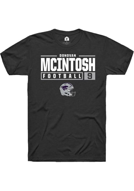 Donovan McIntosh Black K-State Wildcats NIL Stacked Box Short Sleeve T Shirt